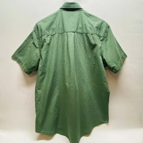 Van Heusen Shirt Men's Large Short Sleeve Classic Fit Button Down Green Grid EUC - Picture 2 of 7